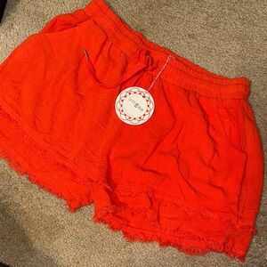 Umgee Women's Vibrant Orange High Waist Shorts